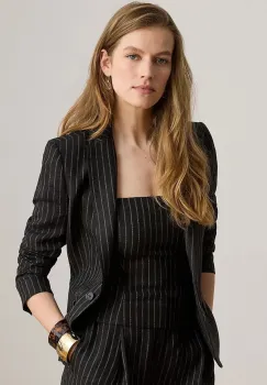 Lauren Ralph Lauren sacou cu un singur rand de nasturi pentru femei din in imagine