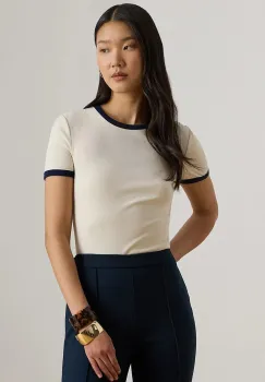 Lauren Ralph Lauren tricou basic pentru femei, cu bumbac imagine