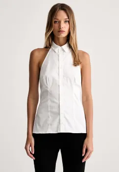 Le Prive bluza tip camasa pentru femei din bumbac cu elastan BRICE SHIRT BLANC imagine