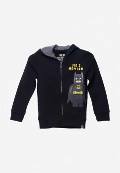 Lego hanorac de bumbac culoarea negru, cu gluga, neted, Bluza Lego Wear Full Zip Hoodie 12010642 995 imagine