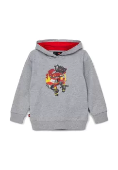 Lego hanorac de bumbac pentru copii culoarea gri, cu gluga, cu imprimeu imagine