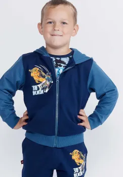 Lego hanorac de bumbac pentru copii LWSCOUT 607 culoarea albastru marin, cu gluga, cu imprimeu, 12011305 imagine