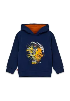 Lego hanorac de bumbac pentru copii LWSCOUT 612 culoarea albastru marin, cu gluga, cu imprimeu, 12011308 imagine