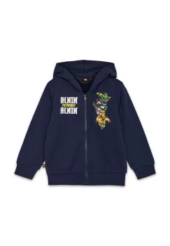 Lego hanorac de bumbac pentru copii LWSCOUT 700 culoarea albastru marin, cu gluga, cu imprimeu, 12011339 imagine