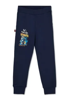 Lego pantaloni de trening din bumbac pentru copii LWPASI 601 culoarea bleumarin, cu imprimeu, 11010923 imagine