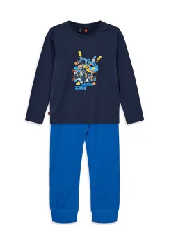 Lego pijamale de bumbac pentru copii LWARIS 608 culoarea albastru marin, cu imprimeu, 12011322 imagine