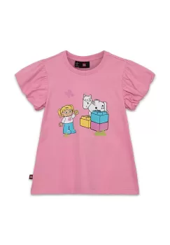 Lego rochie din bumbac pentru copii culoarea roz, mini, evazati imagine