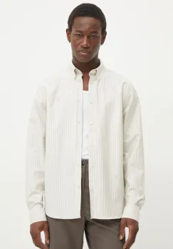 Les Deux camasa barbati, culoarea bej, cu guler button-down, regular, LDM410196 imagine