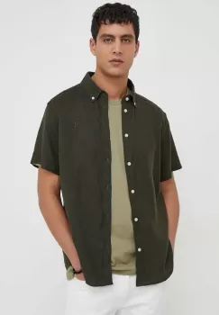 Les Deux camasa de in culoarea verde, cu guler button-down, regular imagine