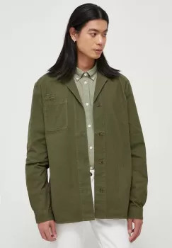 Les Deux camasa jeans barbati, culoarea verde, relaxed imagine