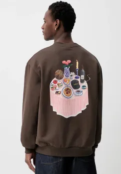 Les Deux hanorac de bumbac Cole culoarea maro, cu imprimeu, 1001107 imagine