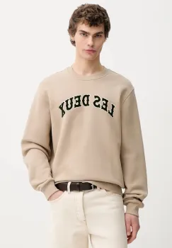 Les Deux hanorac de bumbac culoarea bej, cu imprimeu, 1001005 imagine