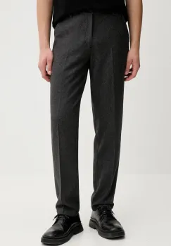Les Deux pantaloni cu lana Como culoarea gri, drept, 1000411 imagine