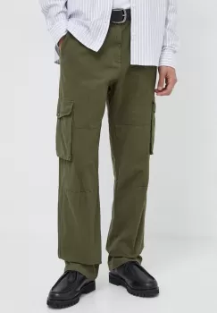 Les Deux pantaloni de bumbac culoarea verde, drept imagine