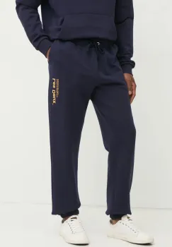 Les Deux pantaloni de trening din bumbac culoarea bleumarin, cu imprimeu, LDM530060 imagine