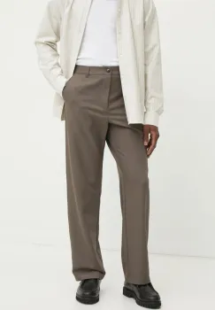 Les Deux pantaloni din lana culoarea maro, drept, LDM510153 imagine