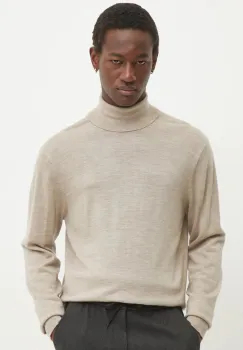 Les Deux pulover de lana barbati, culoarea bej, light, cu guler, LDM310114 imagine