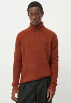 Les Deux pulover de lana barbati, culoarea portocaliu, cu guler imagine