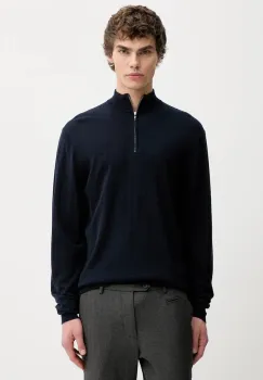 Les Deux pulover de lana culoarea bleumarin, light, cu turtleneck, 100310115 imagine