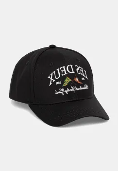Les Deux sapca de baseball din bumbac culoarea negru, cu imprimeu, 1000271 imagine