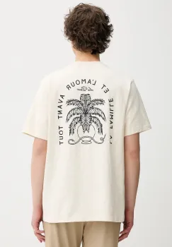 Les Deux tricou din bumbac culoarea bej, cu imprimeu, 1000212 imagine