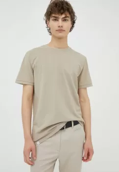 Les Deux tricou din bumbac culoarea bej, neted imagine