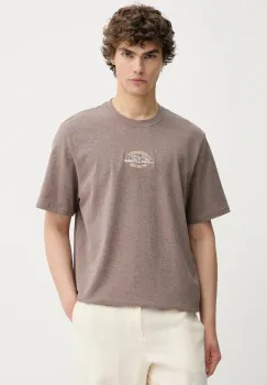 Les Deux tricou din bumbac culoarea maro, melanj, 1000196 imagine