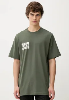 Les Deux tricou din bumbac Rook culoarea verde, cu imprimeu, 1000833 imagine