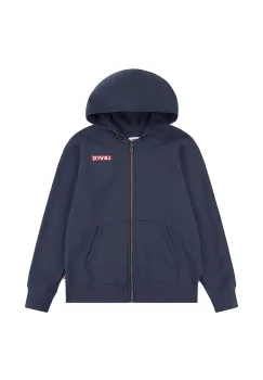 Levi's bluza bebe BOXTAB FULL ZIP HOODIE culoarea albastru marin, cu gluga, neted, 6EJ762 imagine
