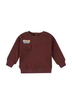Levi's bluza bebe CHARACTER POCKET CREW culoarea maro, cu imprimeu, 6EL339 imagine
