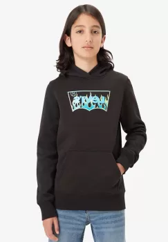 Levi's bluza copii culoarea negru, cu gluga, cu imprimeu imagine