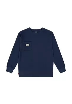 Levi's bluza copii LONG SLEEVE POCKET TEE culoarea albastru marin, neted, 8EL555 imagine