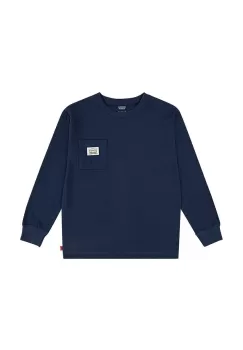 Levi's bluza copii LONG SLEEVE POCKET TEE culoarea albastru marin, neted, 9EL555 imagine