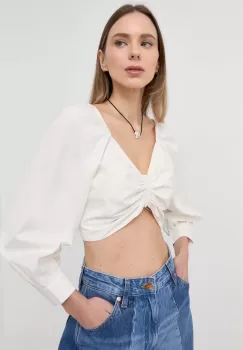 Levi's bluza din bumbac femei, culoarea alb, neted imagine