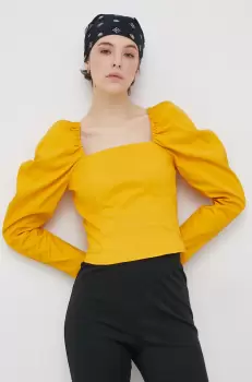 Levi's Bluza femei, culoarea galben, material neted imagine