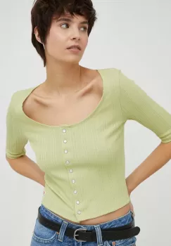 Levi's bluza femei, culoarea verde, neted imagine