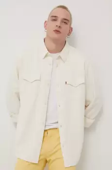 Levi's camasa barbati, culoarea bej, cu guler clasic, relaxed imagine