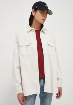 Levi's camasa din bumbac barbati, culoarea bej, cu guler clasic, relaxed imagine