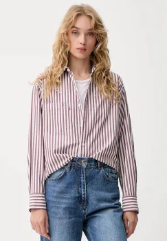 Levi's camasa din bumbac culoarea maro, cu guler clasic, relaxed, 001HM imagine