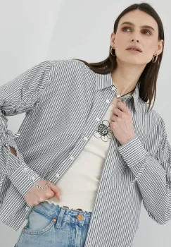 Levi's camasa din bumbac femei, culoarea gri, cu guler clasic, relaxed imagine
