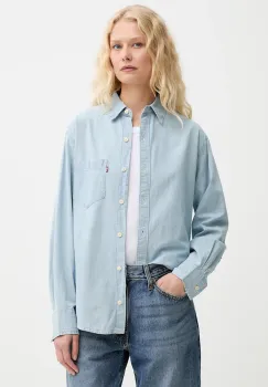 Levi's camasa din bumbac HARLIE NEW BF SHIRT culoarea gri, cu guler clasic, relaxed, 001HM imagine