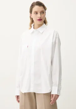 Levi's camasa din bumbac HARLIE NEW BF SHIRT femei, culoarea alb, cu guler clasic, relaxed, 001HM imagine