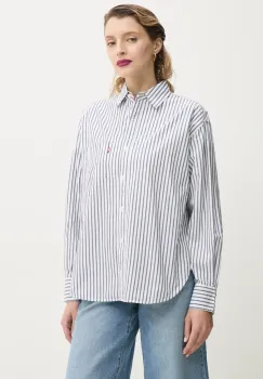 Levi's camasa din bumbac HARLIE NEW BF SHIRT femei, culoarea gri, cu guler clasic, relaxed, 001HM imagine