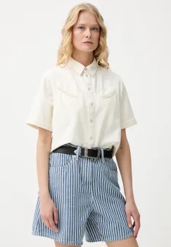 Levi's camasa din denim RINOA CAMP SHIRT culoarea bej, cu guler clasic, regular, 001SL imagine