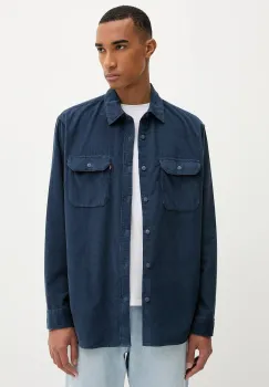 Levi's camasa din velur culoarea bleumarin, cu guler clasic, regular, 19573 imagine