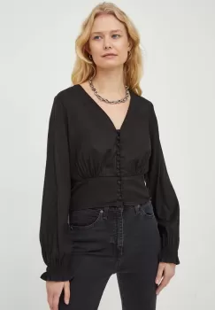 Levi's camasa femei, culoarea negru, regular imagine