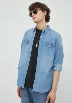 Levi's camasa jeans barbati, cu guler clasic, regular imagine