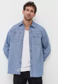 Levi's camasa jeans barbati, cu guler clasic, relaxed imagine