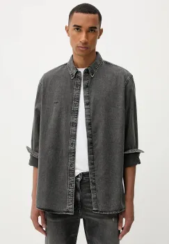 Levi's camasa jeans culoarea negru, cu guler button-down, regular, A7210 imagine
