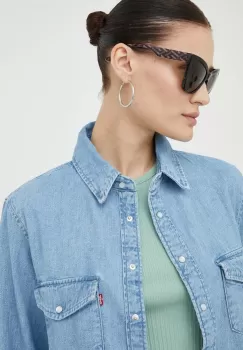 Levi's camasa jeans femei, cu guler clasic, regular imagine